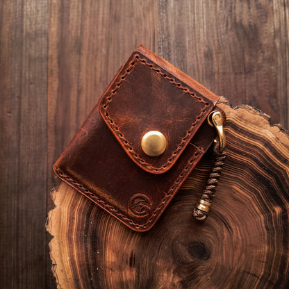 Rusty brown Crazy Horse leather EDC wallet for cards and cash 