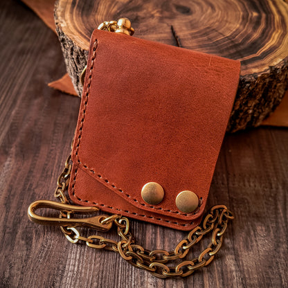 Vertical bifold chained wallet