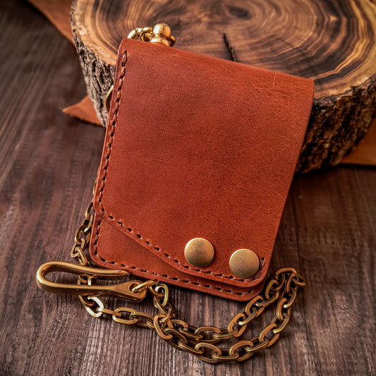 Vertical bifold chained wallet