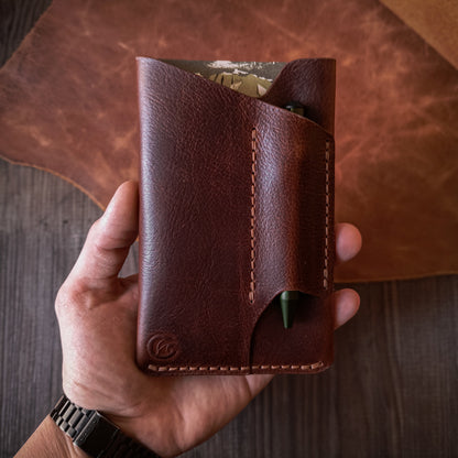Field Journal sleeve with pen holder - Cognac brown Missouri leather