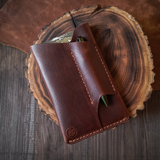 Field Journal sleeve with pen holder - Cognac brown Missouri leather