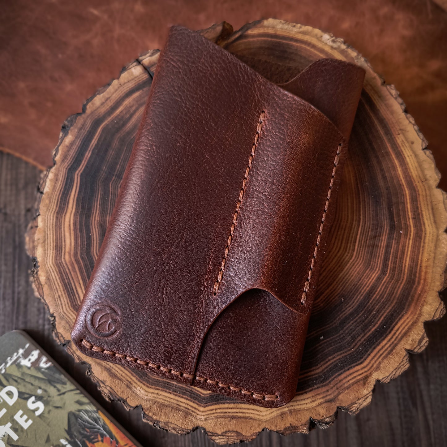 Field Journal sleeve with pen holder - Cognac brown Missouri leather