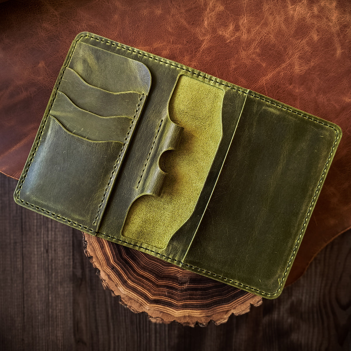 Phistachio green colour travel wallet and doc holder with pen loop 